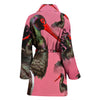 Black Stork Bird Print Women's Bath Robe