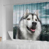 Cute Siberian Husky Print Shower Curtains