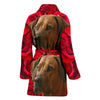 Rhodesian Ridgeback On Rose Print Women's Bath Robe