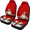Brittany dog On Red Print Car Seat Covers