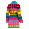 Multicolor Square Print Women's Bath Robe