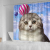 Cute Scottish Fold Cat Print Shower Curtains