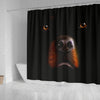 Rottweiler Dog On Black Print Shower Curtains