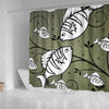 White Fish Print Shower Curtain