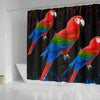 Red And Green Macaw Parrot Print Shower Curtains
