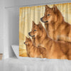 Lovely Finnish Spitz Print Shower Curtains