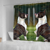 Boston Terrier Dog Paint Art Print Shower Curtains
