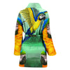 Blue And Yellow Macaw Parrot Print Women's Bath Rob