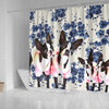 Boston Terrier Floral Print Shower Curtain
