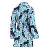 Rottweiler Dog Blue Floral Print Women's Bath Robe