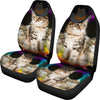 Cute Siberian Cat With Hat Print Car Seat Covers