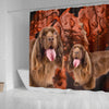 Sussex Spaniel On Brown Print Shower Curtains