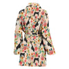 Basenji Dog Floral Print Women's Bath Robe