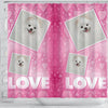 Pomeranian Dog Love Print Shower Curtain