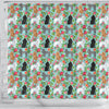 Poodle Dog Floral Print Shower Curtains