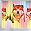 Colorful Akita Dog Print Shower Curtain