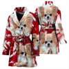 Cute Chihuahua On Red Print Women's Bath Robe