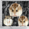 Roborovski Hamster On Black Print Shower Curtains