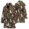 Beagle Dog Floral Print Women's Bath Robe