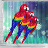 Scarlet Macaw Parrot Print Shower Curtains