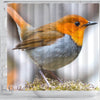 Japanese Robin Bird Print Shower Curtains