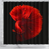 Red Siamese Fighting Fish (Betta Fish) Print Shower Curtains