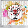 Colorful Love Tree Print Shower Curtain