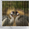 Grey Crowned Crane Bird Print Shower Curtains