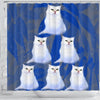 White Persian Cat Print Shower Curtains