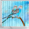 Blue Budgie Parrot (Common Parakeet) Print Shower Curtains