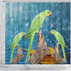 Cute Rose Ringed Parakeet Print Shower Curtains