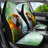 Red And Green Macaw Print Car Seat Covers