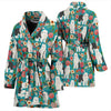 Old English Sheepdog Floral Print Women's Bath Robe