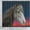 Amazing Friesian horse Print Shower Curtain