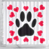 Dog Paws with Love Print Shower Curtain