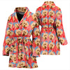 Poodle Dog Heart Pattern Print Women's Bath Robe