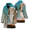 Cute Lhasa Apso Dog Print Women's Bath Robe