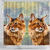 Amazing Somali Cat Print Shower Curtains