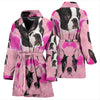 Boston Terrier On Pink Print Women's Bath Robe
