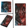 German Shepherd On Red and Blue Print Women's Leather Wallet