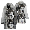 Siberian Husky Print Women's Bath Robe