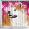 Akita On Pink Print Shower Curtains