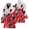 Amazing CurlyCoated Retriever Dog Print On Red/White Women's Bath Robe