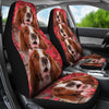 Irish Red and White Setter On Flower Print Car Seat Covers