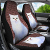 Cute White Persian Cat Print Car Seat Covers