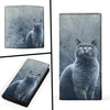 British Shorthair Cat On Blue Print Women's Leather Wallet