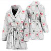 Paw With Heart Print Women's Bath Robe