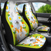 Maltese Dog floral Print Car Seat Covers