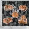 Djungarian Hamster On Black Print Shower Curtains