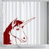 Red&White Unicorn Print Shower Curtain